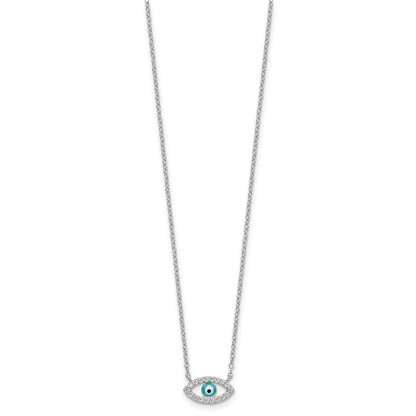 Sterlingsilber Rhodiniert Emaille Auge mit Zirkonia Halskette