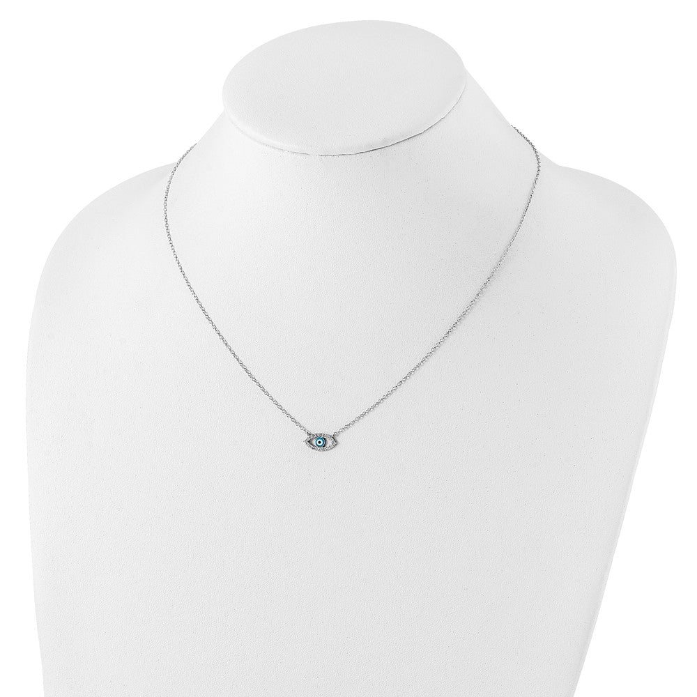 Sterlingsilber Rhodiniert Emaille Auge mit Zirkonia Halskette