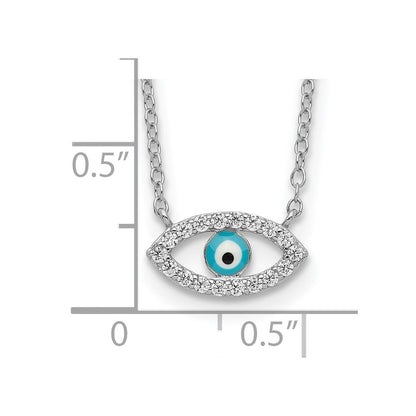 Sterlingsilber Rhodiniert Emaille Auge mit Zirkonia Halskette