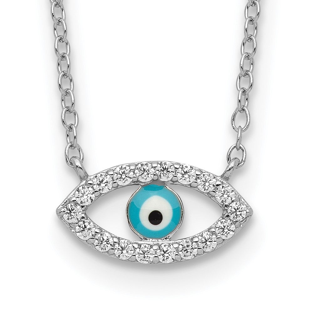 Sterlingsilber Rhodiniert Emaille Auge mit Zirkonia Halskette