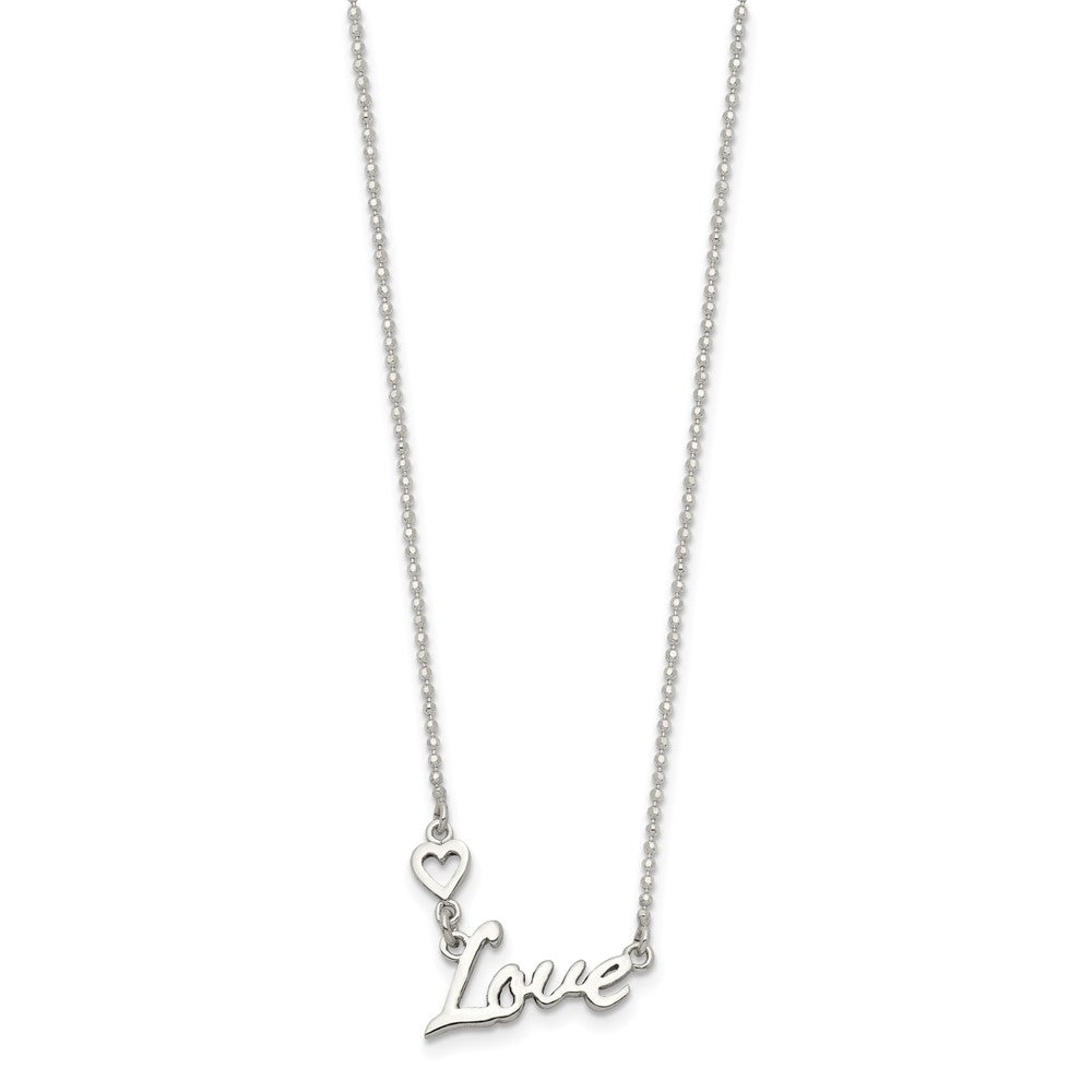 Sterlingsilber Poliert Liebe mit Herz Halskette