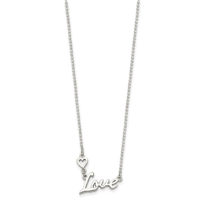Sterlingsilber Poliert Liebe mit Herz Halskette
