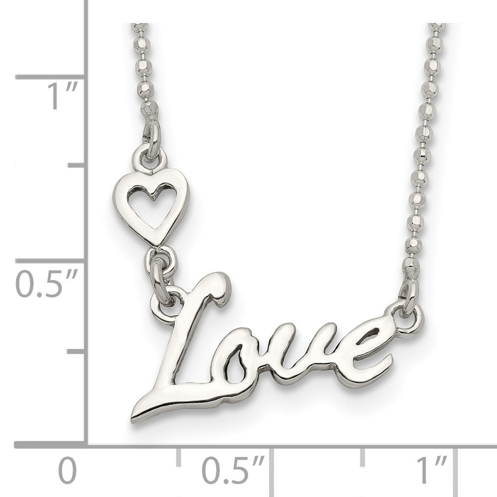 Sterlingsilber Poliert Liebe mit Herz Halskette