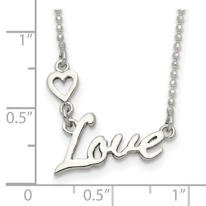 Sterlingsilber Poliert Liebe mit Herz Halskette