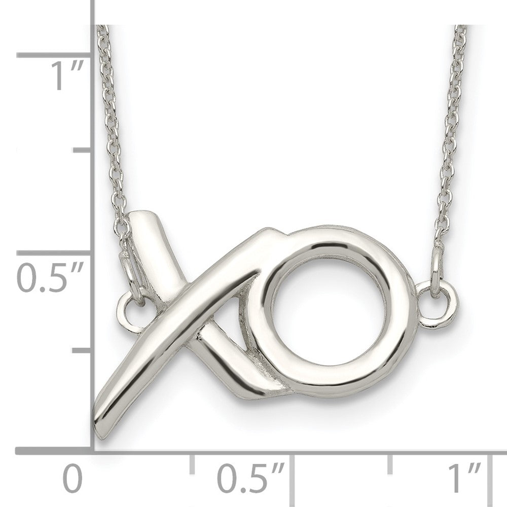 Sterlingsilber Poliert Xo mit 2 Zoll. Verlängerung. Halskette