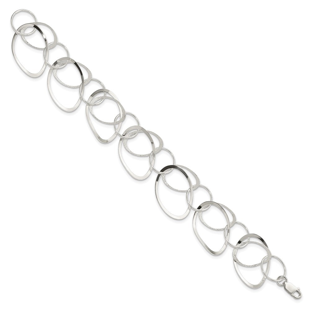 7.5 Zoll Sterlingsilber Poliert und Strukturiert Kreis 7.5 Zoll Armband