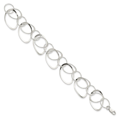 7.5 Zoll Sterlingsilber Poliert und Strukturiert Kreis 7.5 Zoll Armband