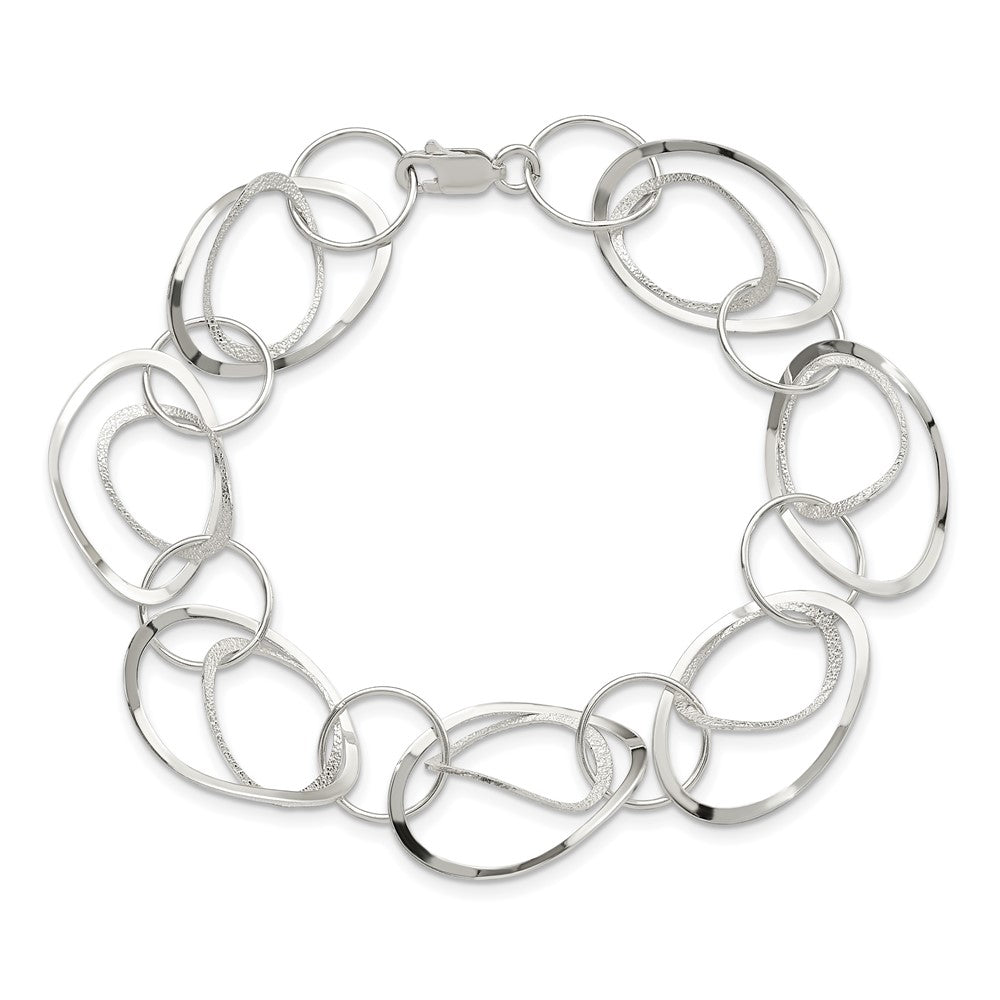 7.5 Zoll Sterlingsilber Poliert und Strukturiert Kreis 7.5 Zoll Armband