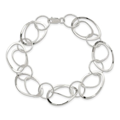 7.5 Zoll Sterlingsilber Poliert und Strukturiert Kreis 7.5 Zoll Armband