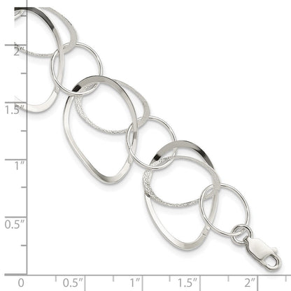 7.5 Zoll Sterlingsilber Poliert und Strukturiert Kreis 7.5 Zoll Armband