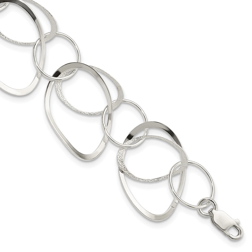 7.5 Zoll Sterlingsilber Poliert und Strukturiert Kreis 7.5 Zoll Armband