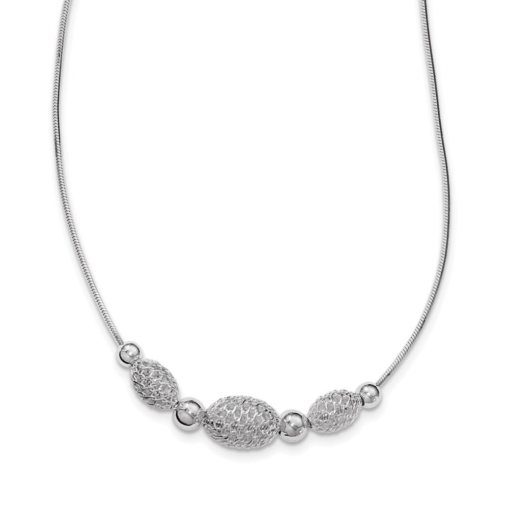 18 Zoll Sterlingsilber Rhodiniert Filigran Perlen Fantasie Halskette