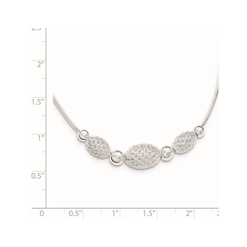 18 Zoll Sterlingsilber Rhodiniert Filigran Perlen Fantasie Halskette