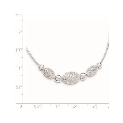 18 Zoll Sterlingsilber Rhodiniert Filigran Perlen Fantasie Halskette
