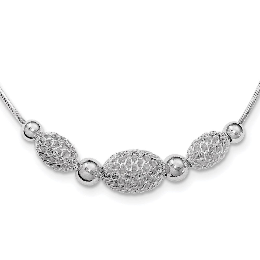 18 Zoll Sterlingsilber Rhodiniert Filigran Perlen Fantasie Halskette