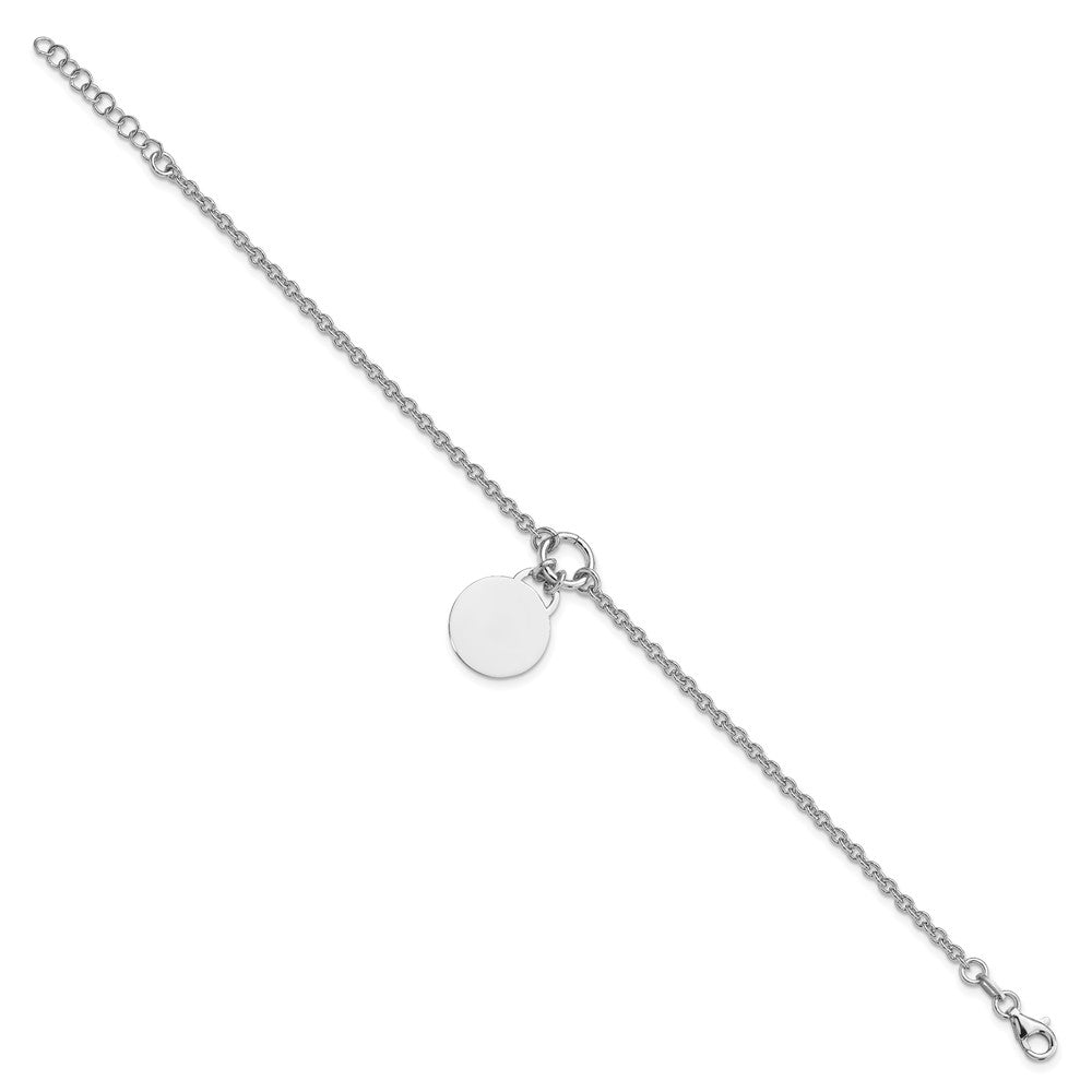 Sterlingsilber Rhodiniert Gravierbar Plättchen mit 1 Zoll Verlängerung Armband