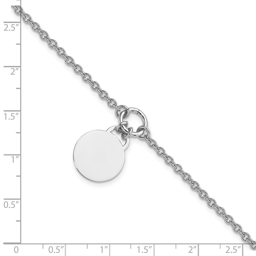Sterlingsilber Rhodiniert Gravierbar Plättchen mit 1 Zoll Verlängerung Armband
