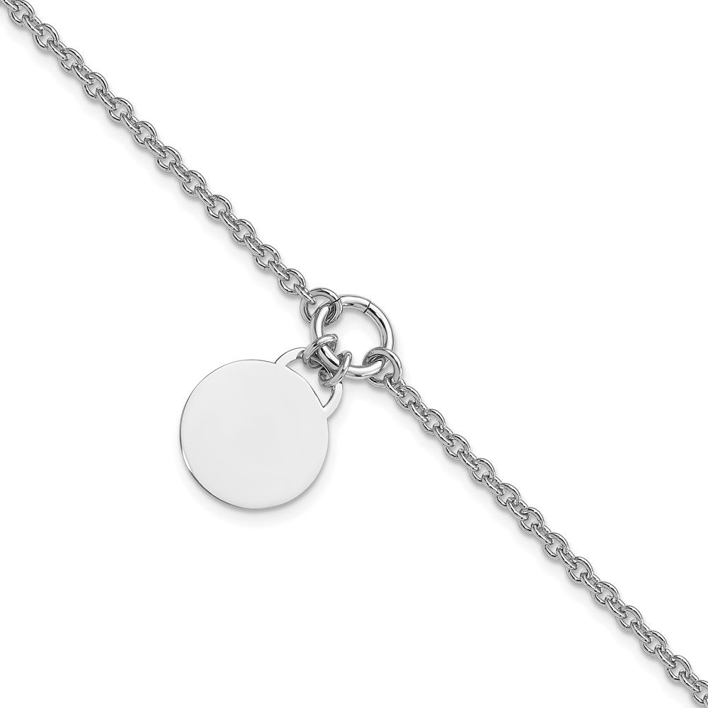 Sterlingsilber Rhodiniert Gravierbar Plättchen mit 1 Zoll Verlängerung Armband