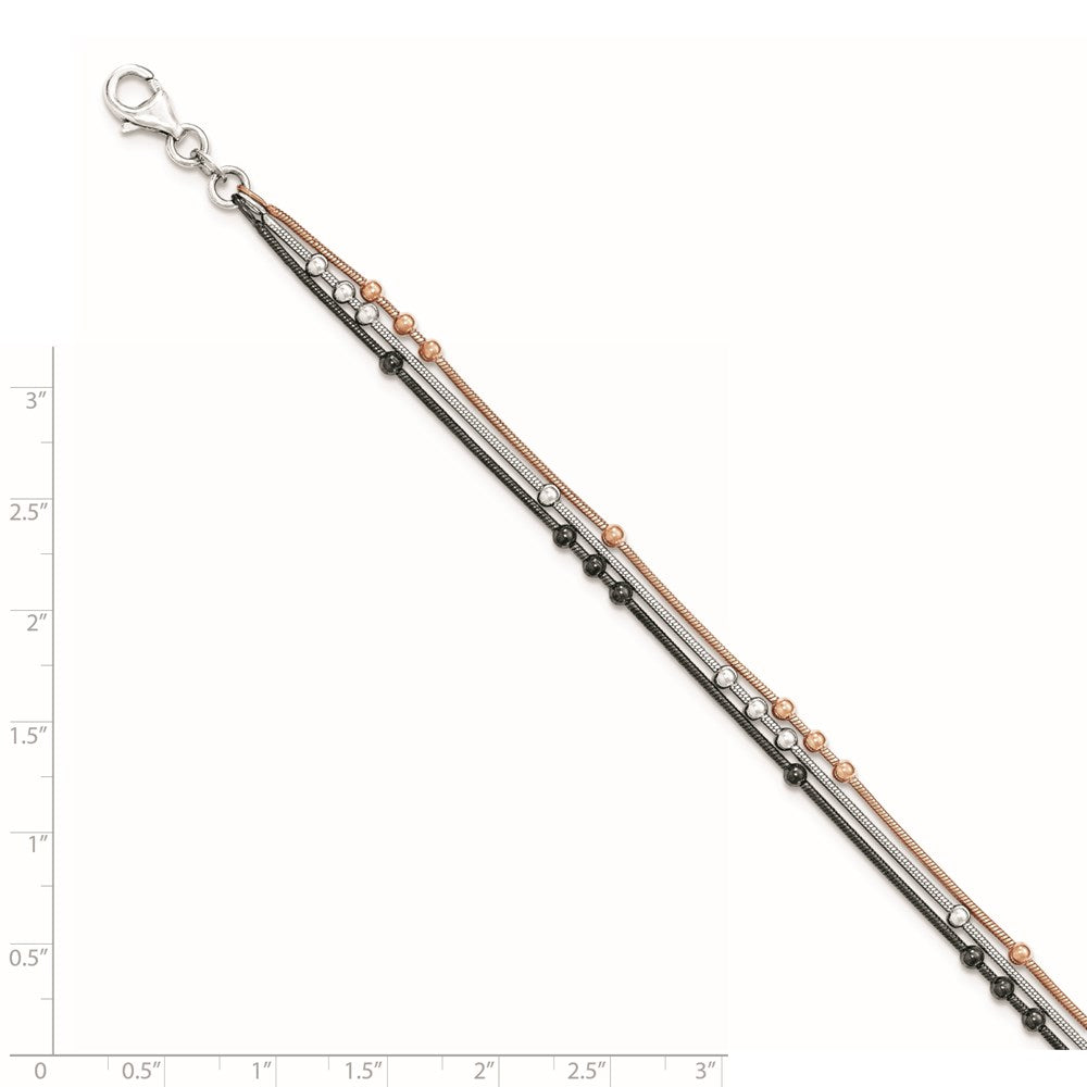 Sterlingsilber Roséfarben/rutheniumbeschichtet Gliederarmband mit 1 Verlängerung.