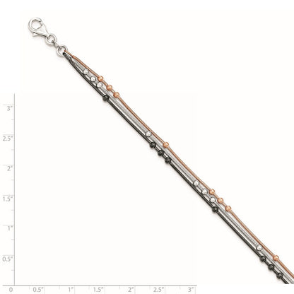 Sterlingsilber Roséfarben/rutheniumbeschichtet Gliederarmband mit 1 Verlängerung.