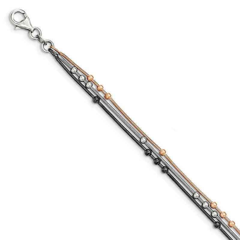 Sterlingsilber Roséfarben/rutheniumbeschichtet Gliederarmband mit 1 Verlängerung.