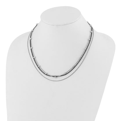 Sterlingsilber Rutheniumbeschichtet Multistrand Gekugelt mit 1 Zoll Verlängerung Halskette