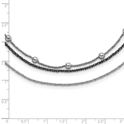 Sterlingsilber Rutheniumbeschichtet Multistrand Gekugelt mit 1 Zoll Verlängerung Halskette