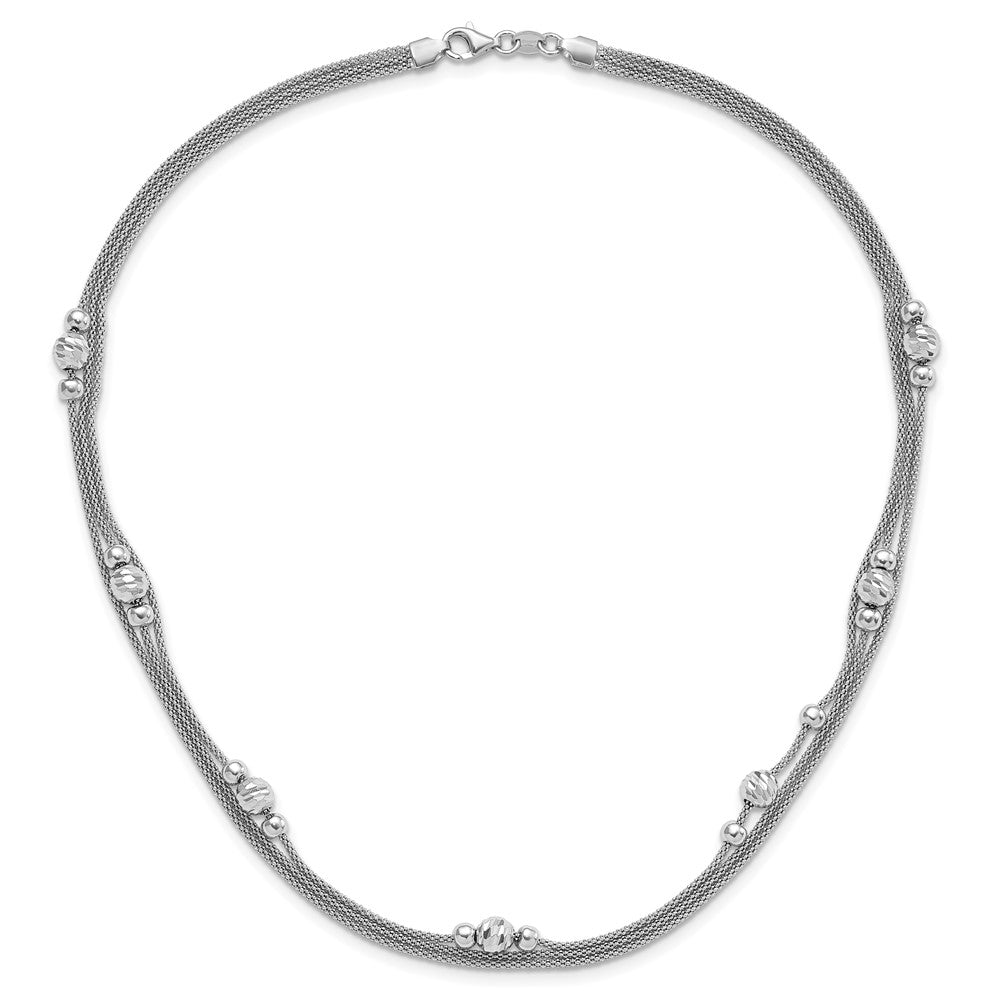 Sterlingsilber Poliert Fantasie 3 Strang Diamantiert Gekugelt Halskette