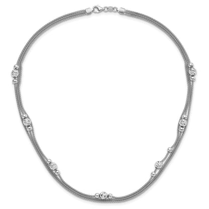 Sterlingsilber Poliert Fantasie 3 Strang Diamantiert Gekugelt Halskette