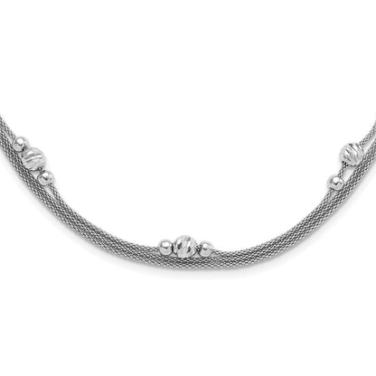 Sterlingsilber Poliert Fantasie 3 Strang Diamantiert Gekugelt Halskette