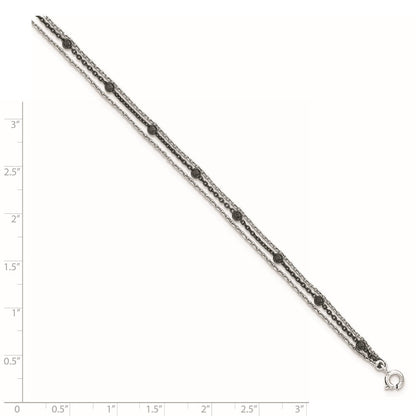 Sterlingsilber Poliert Rutheniumbeschichtet 3-strand Gliederarmband