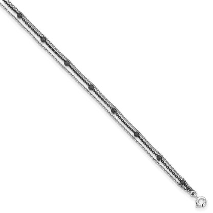 Sterlingsilber Poliert Rutheniumbeschichtet 3-strand Gliederarmband