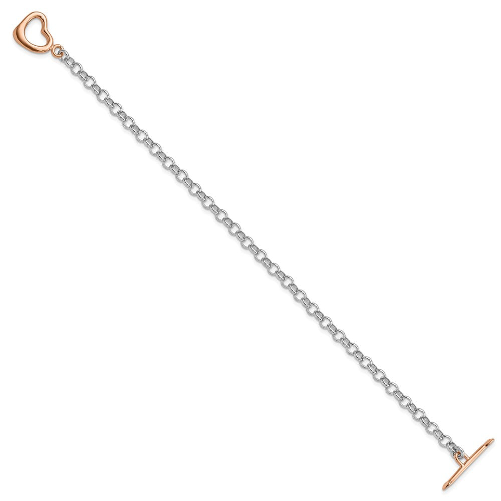 7.75 Zoll Sterlingsilber Rhodiniert Roséfarben Erbs mit Herz Armband