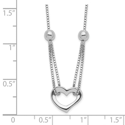 18 Zoll Sterlingsilber Rhodiniert Herz mit Venezianer Halskette