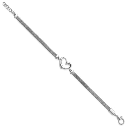 8.25 Zoll Sterlingsilber Poliert Draht Wrapped Texture Herz Mit.75 Zoll Verlängerung Armband