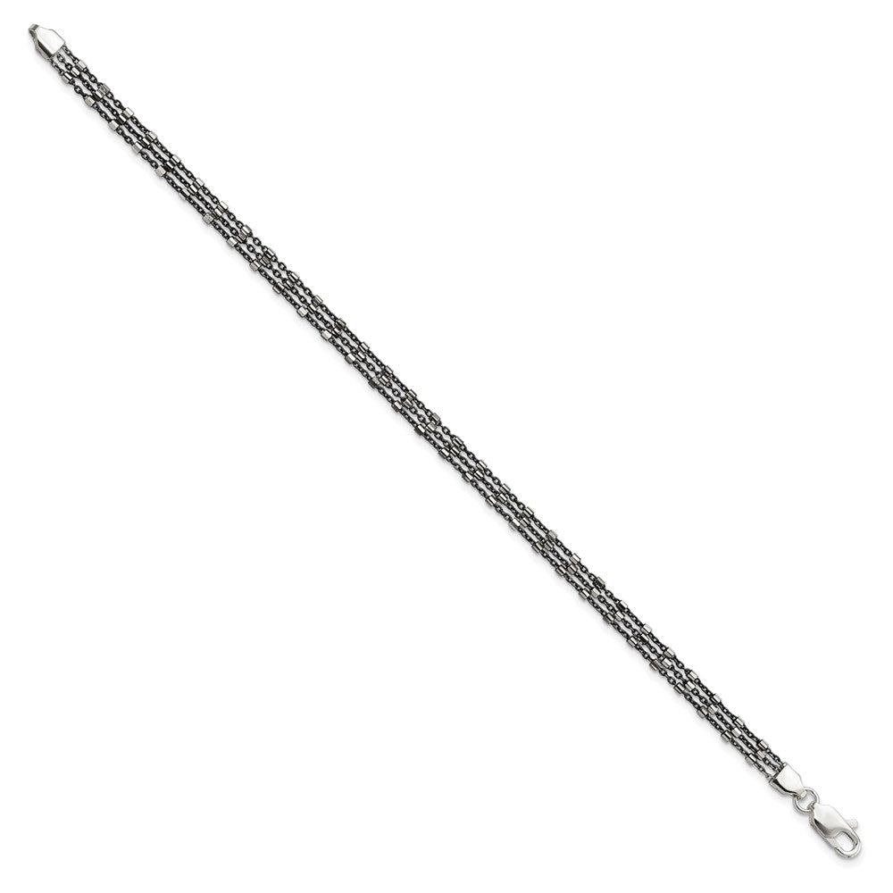 Sterlingsilber Rutheniumbeschichtet Multi-chain 3 Strang Armband