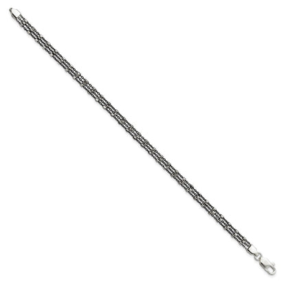 Sterlingsilber Rutheniumbeschichtet Multi-chain 3 Strang Armband