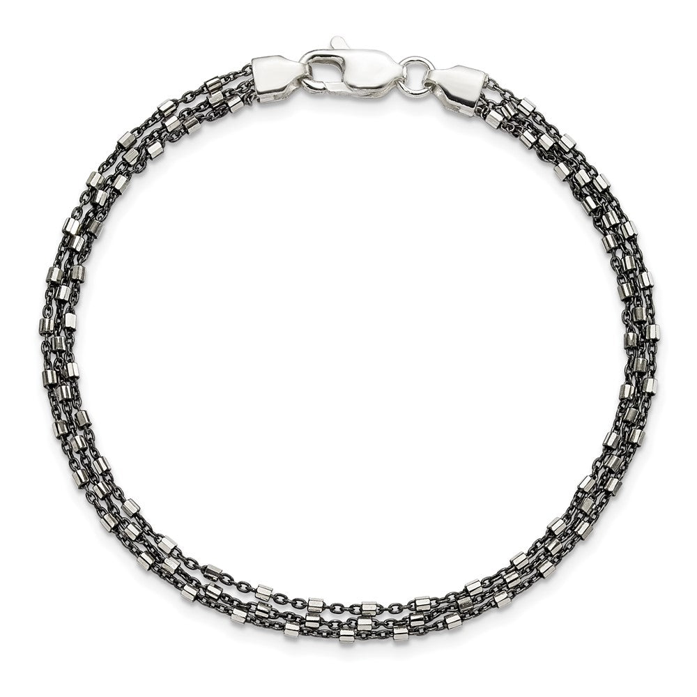 Sterlingsilber Rutheniumbeschichtet Multi-chain 3 Strang Armband