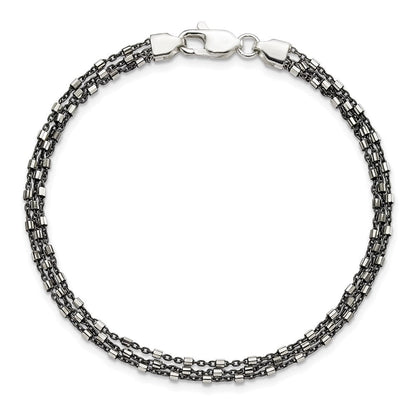 Sterlingsilber Rutheniumbeschichtet Multi-chain 3 Strang Armband