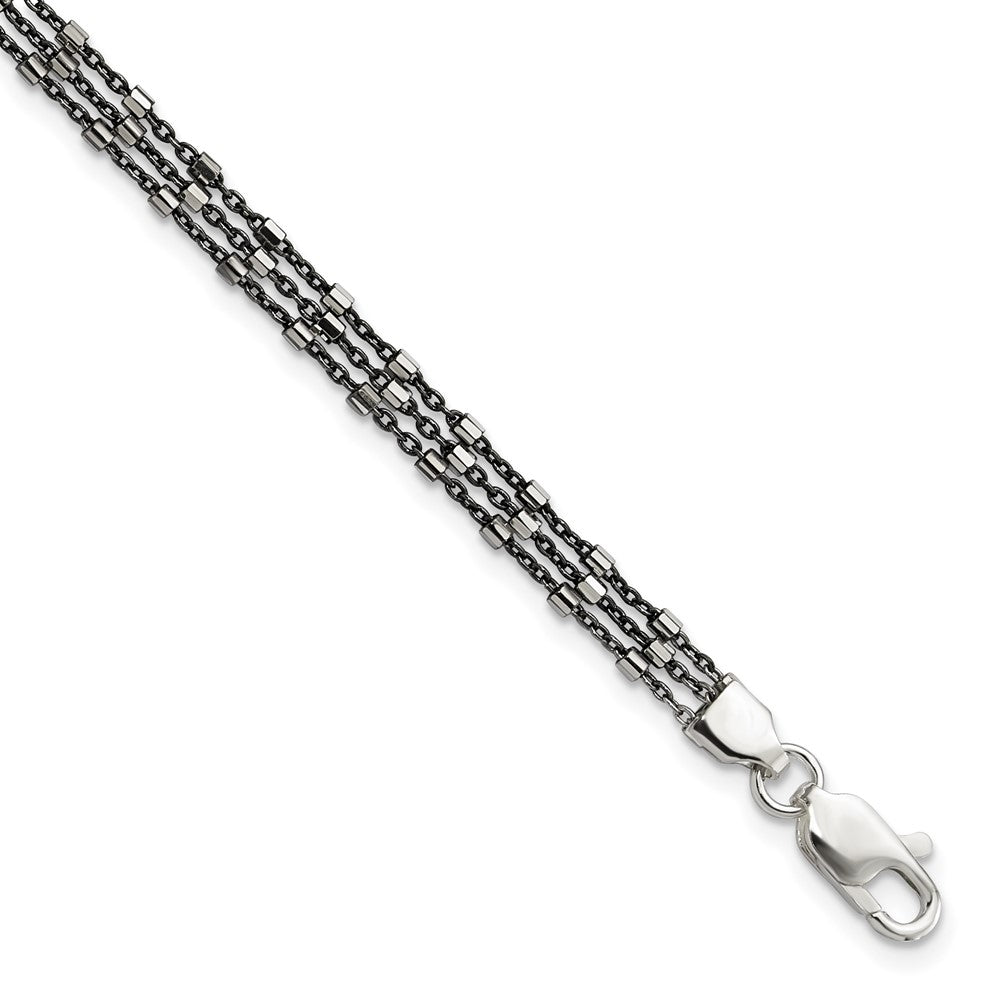 Sterlingsilber Rutheniumbeschichtet Multi-chain 3 Strang Armband