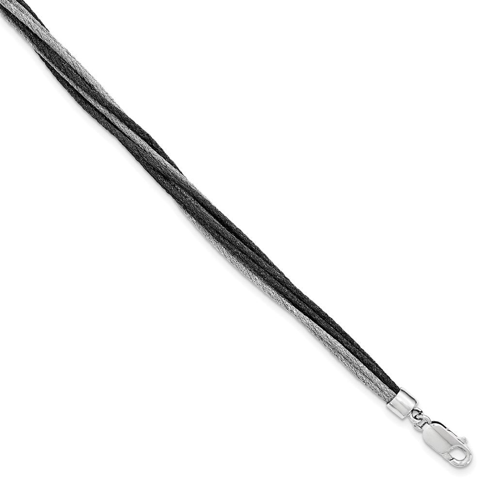 7.5 Zoll Sterlingsilber Schwarz Rhodium Draht Netz 8 Strang Armband
