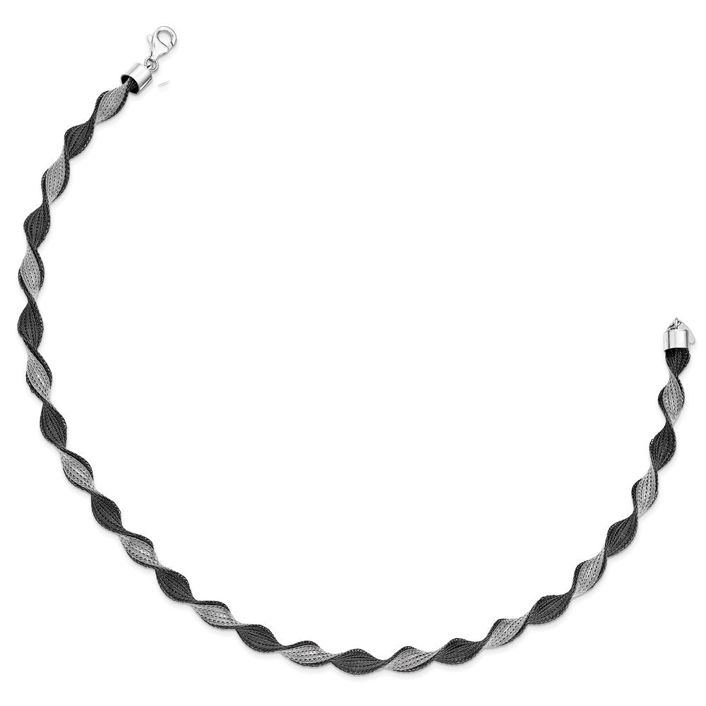 Sterlingsilber Poliert Ruthenium Gedreht Halskette