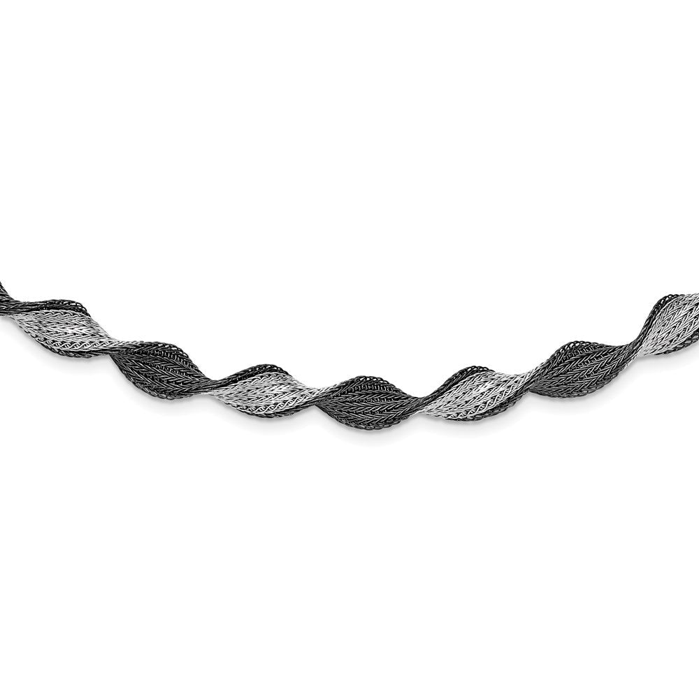 Sterlingsilber Poliert Ruthenium Gedreht Halskette