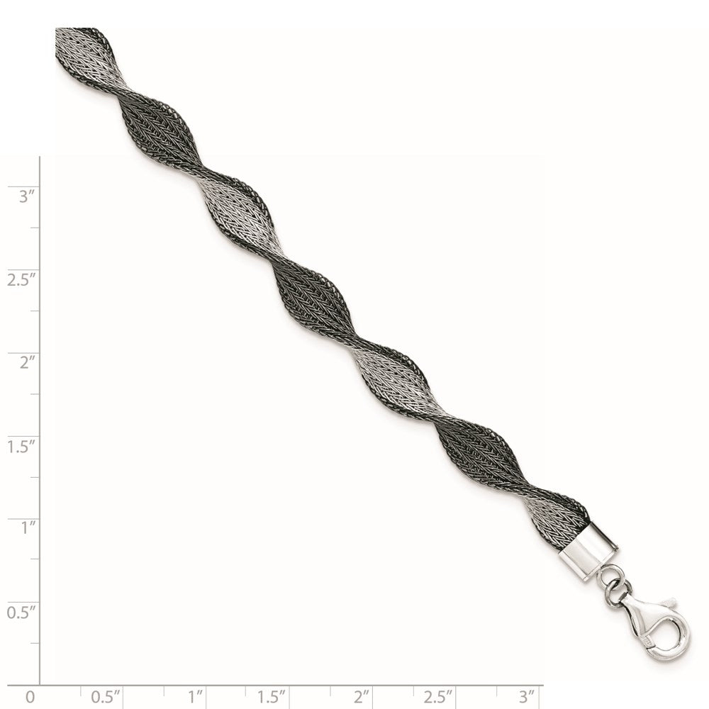 Sterlingsilber Poliert Ruthenium Gedreht Gliederarmband
