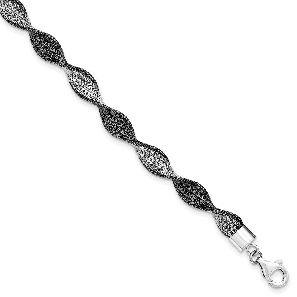 Sterlingsilber Poliert Ruthenium Gedreht Gliederarmband