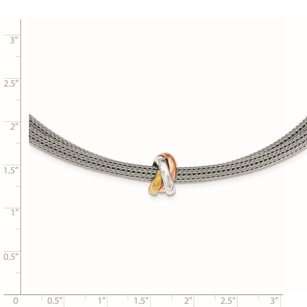Sterlingsilber Poliert Rose & Goldfarben Netz Halskette