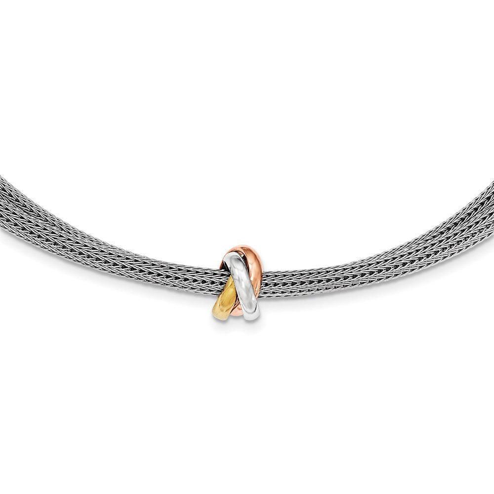 Sterlingsilber Poliert Rose & Goldfarben Netz Halskette