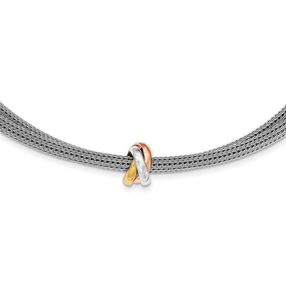 Sterlingsilber Poliert Rose & Goldfarben Netz Halskette