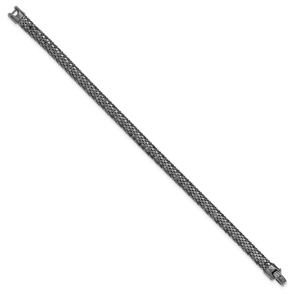 7.5 Zoll Sterlingsilber Schwarz Rhodium Netz Armband