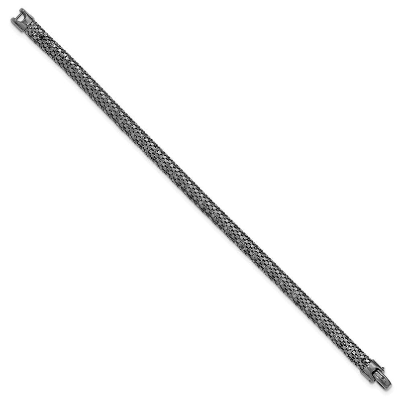 7.5 Zoll Sterlingsilber Schwarz Rhodium Netz Armband